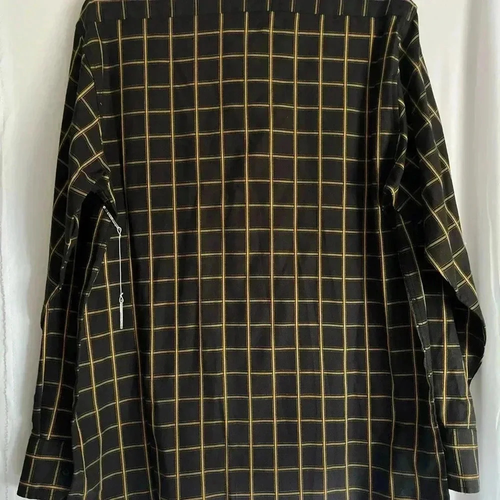 NWT A2Z New York Mens Shirt Medium Reversible Blue Yellow Checkered Button Down - Picture 2 of 13